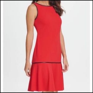 Beautiful DKNY red dress with black trim.